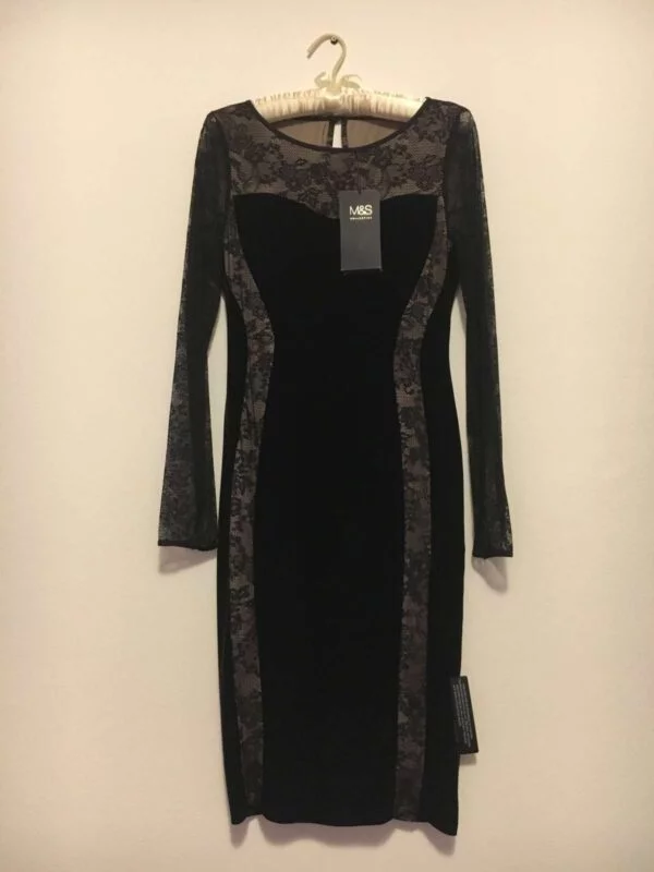 Rochie de seară M&S S | Negru, Midi, Poliester - Image 6