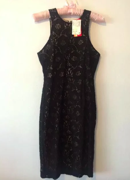 Rochie de seară H&M XS | Negru, Midi, Bumbac - Image 4