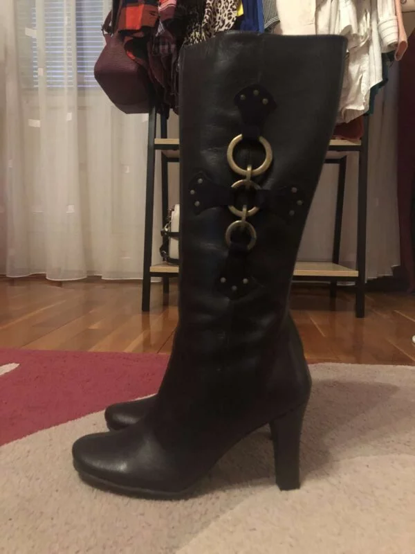 Cizme GIA MORETTI EU 36 | Negru, Piele naturală - Image 3