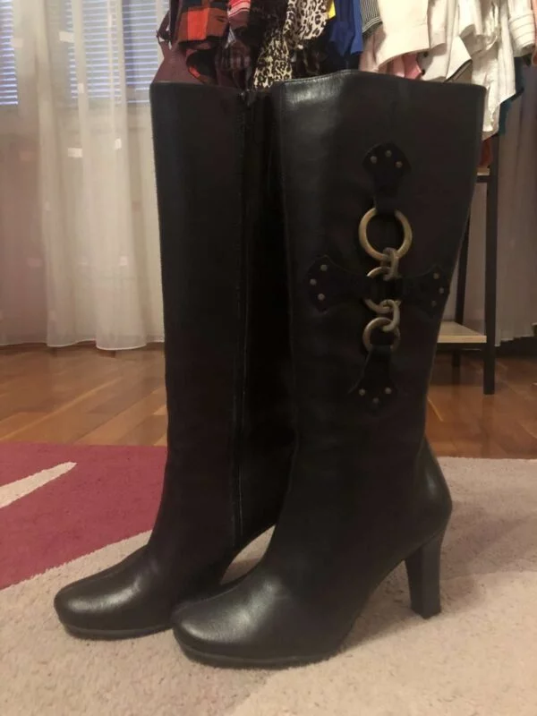 Cizme GIA MORETTI EU 36 | Negru, Piele naturală - Image 5