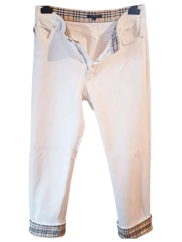 Pantaloni Burberry L | Alb, Lungi, Bumbac