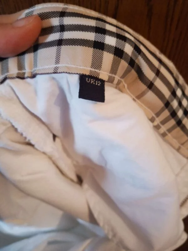 Pantaloni Burberry L | Alb, Lungi, Bumbac - Image 3