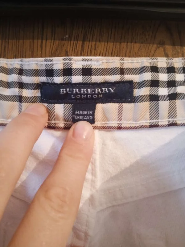 Pantaloni Burberry L | Alb, Lungi, Bumbac - Image 4