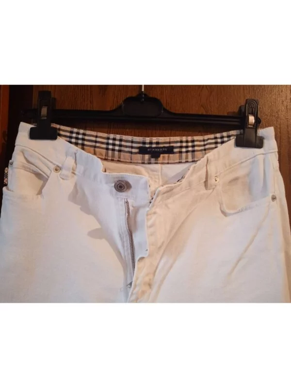 Pantaloni Burberry L | Alb, Lungi, Bumbac - Image 6