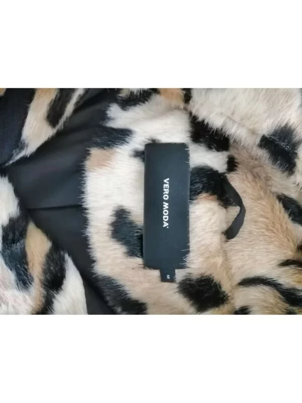 Geacă din blană Vero Moda M | Bej, Fără glugă, Animal print, Blană naturală - Image 4