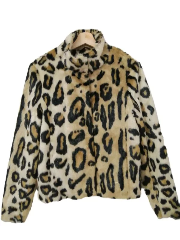Geacă din blană Vero Moda M | Bej, Fără glugă, Animal print, Blană naturală