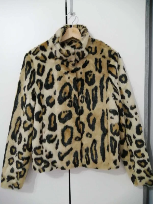 Geacă din blană Vero Moda M | Bej, Fără glugă, Animal print, Blană naturală - Image 5
