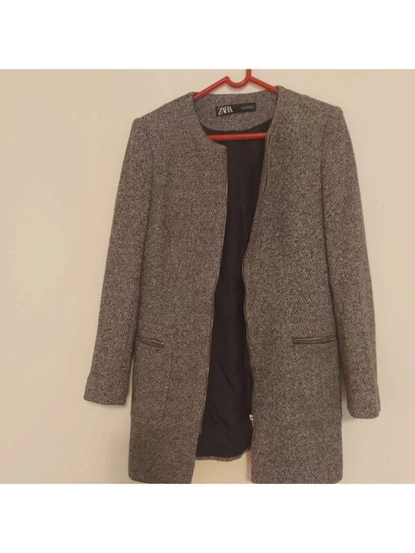Palton Zara M | Gri, Fără glugă, Bumbac - Image 6
