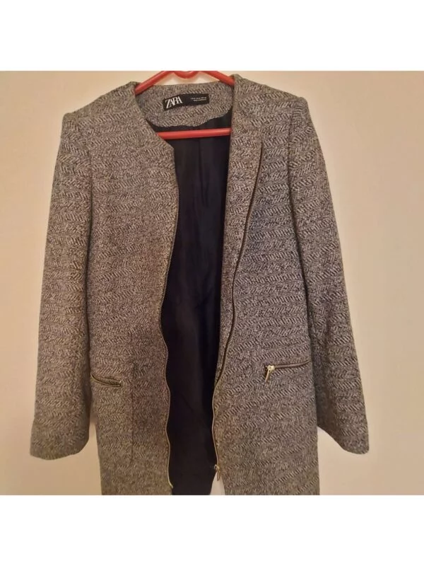 Palton Zara M | Gri, Fără glugă, Bumbac - Image 7