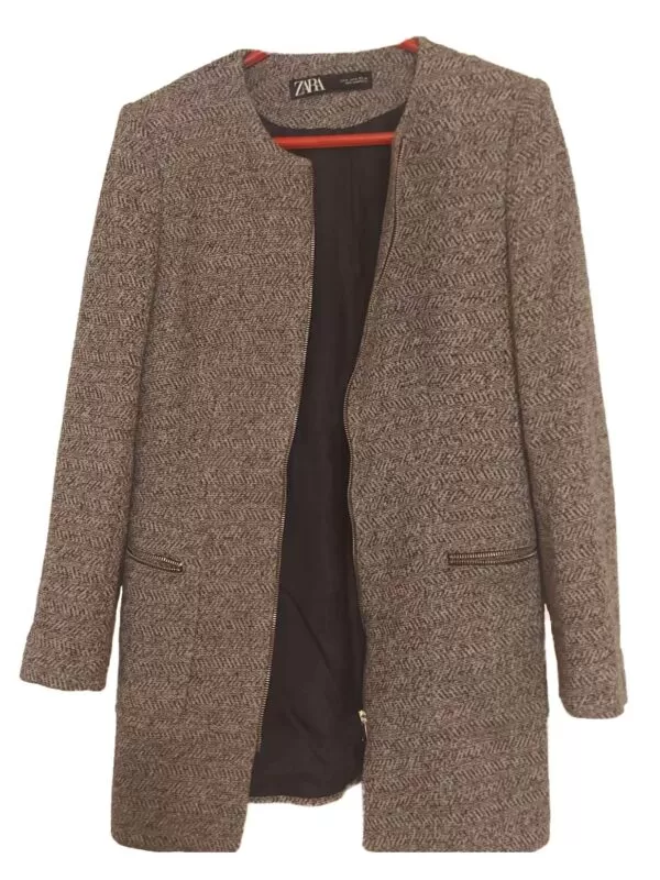 Palton Zara M | Gri, Fără glugă, Bumbac