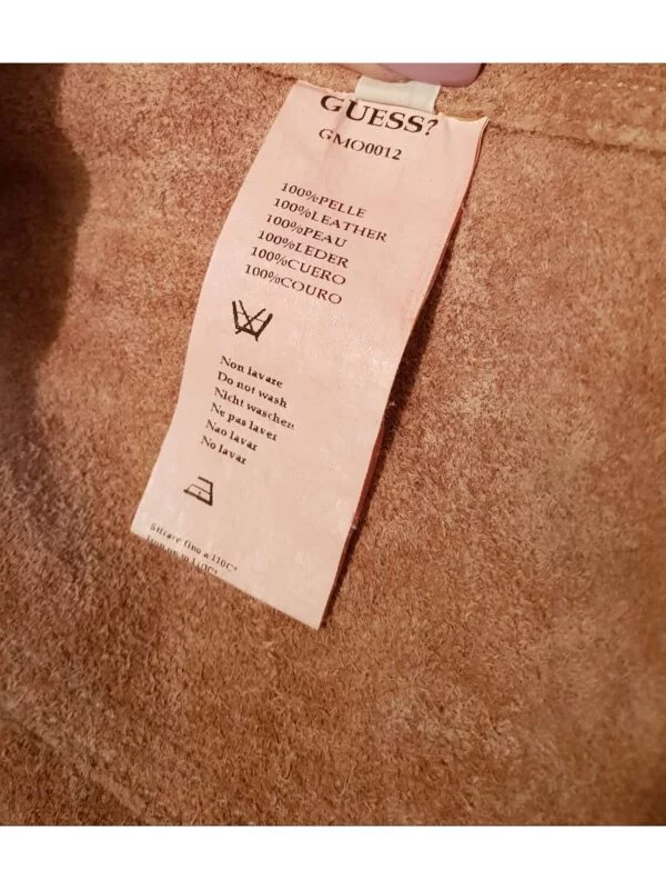 Geacă din piele Guess M | Crem, Fără glugă, Piele naturală - Image 4