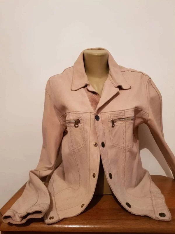 Geacă din piele Guess M | Crem, Fără glugă, Piele naturală - Image 6