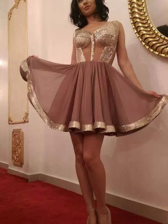 Rochie de seară ANA RADU S | Auriu, Midi - Image 7