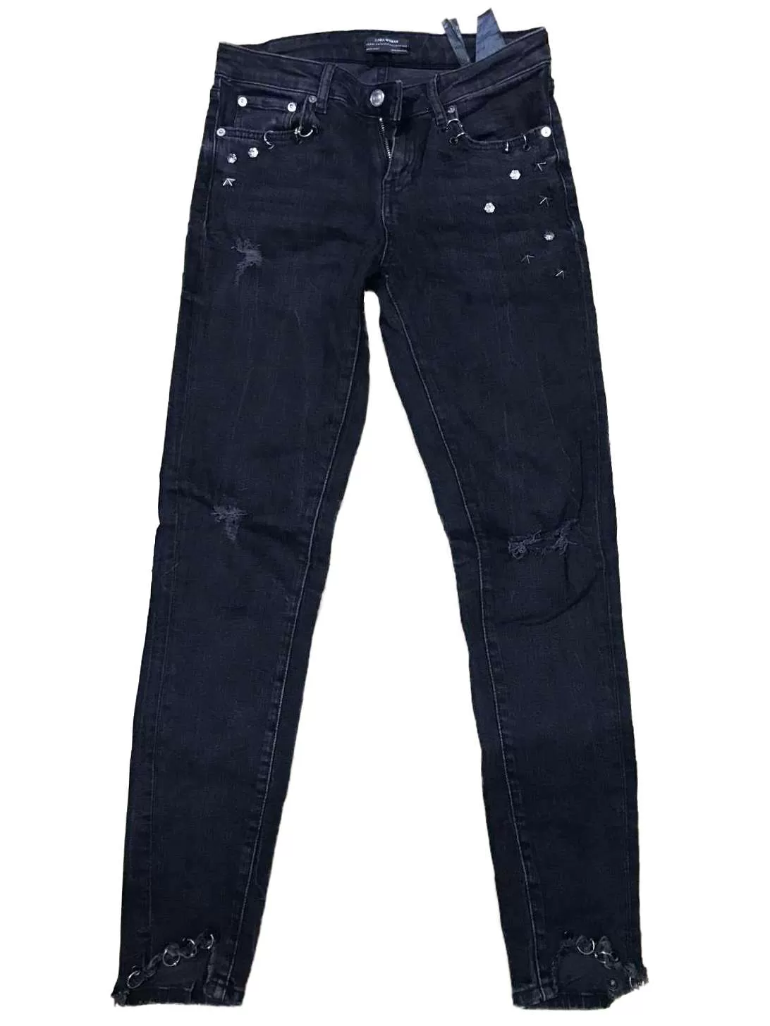 Blugi Zara S | Negru, Lungi, Denim