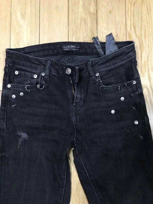 Blugi Zara S | Negru, Lungi, Denim - Image 2