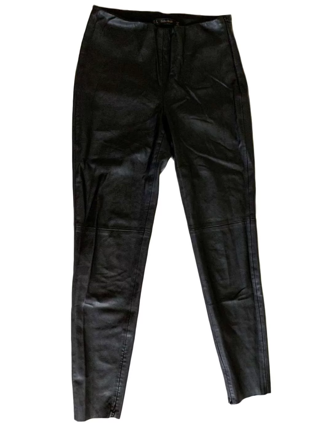Pantaloni Zara S | Negru, Lungi, Piele ecologică