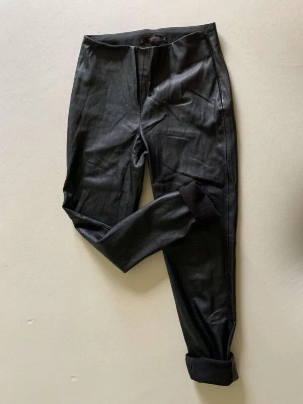 Pantaloni Zara S | Negru, Lungi, Piele ecologică - Image 5