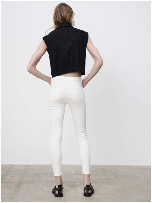 Blugi Zara S | Alb, Lungi, Denim - Image 2