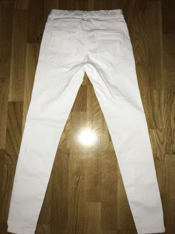 Blugi Zara S | Alb, Lungi, Denim - Image 4