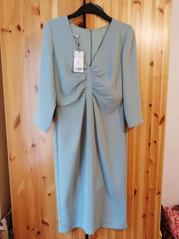 Rochie office Mango M | Bleu, Midi, Poliester - Image 3