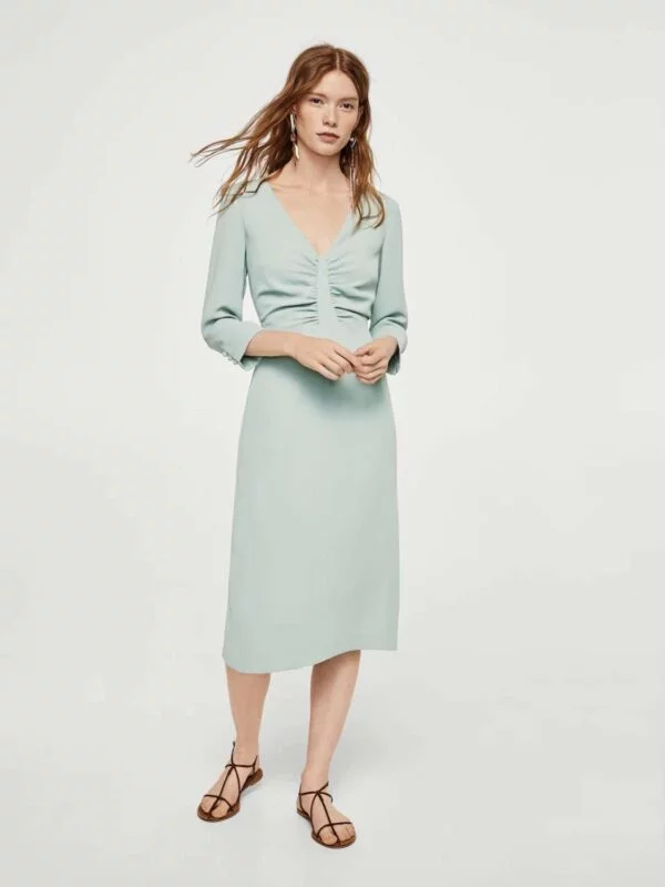 Rochie office Mango M | Bleu, Midi, Poliester - Image 6