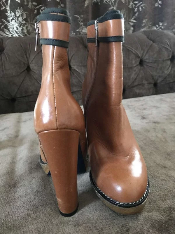 Ghete Armani Jeans EU 37 | Maro, Piele naturală - Image 2