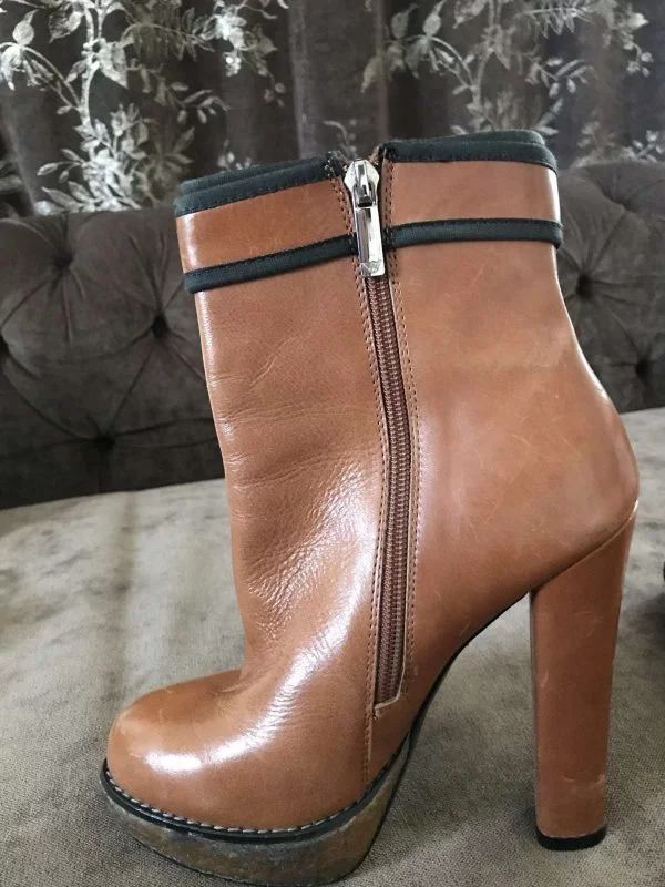 Ghete Armani Jeans EU 37 | Maro, Piele naturală - Image 3