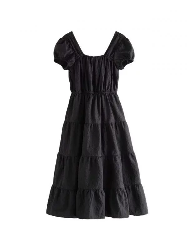 Rochie casual & Other Stories XS | Negru, Maxi, Fără mâneci, Volane, Bumbac