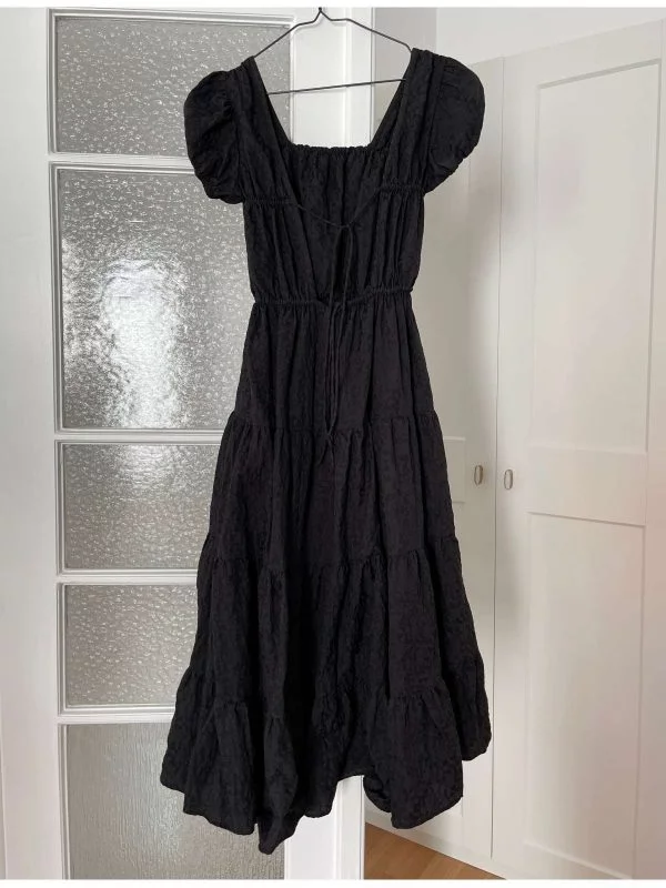 Rochie casual & Other Stories XS | Negru, Maxi, Fără mâneci, Volane, Bumbac - Image 3