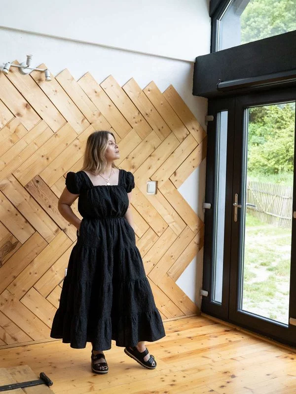 Rochie casual & Other Stories XS | Negru, Maxi, Fără mâneci, Volane, Bumbac - Image 6