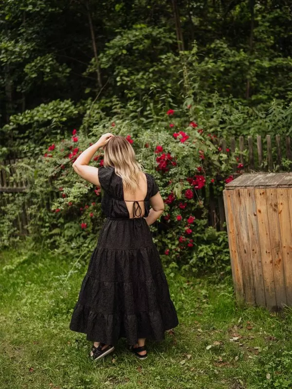 Rochie casual & Other Stories XS | Negru, Maxi, Fără mâneci, Volane, Bumbac - Image 7