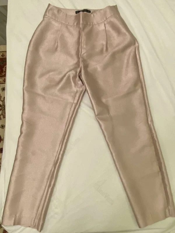 Pantaloni Zara XS | Roz, Lungi, Poliester - Image 5