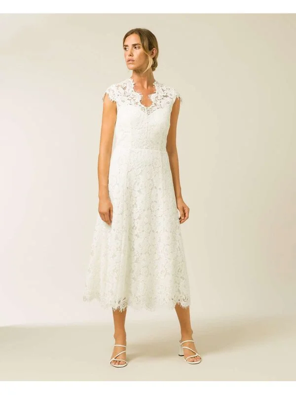 Rochie de seară Ivy & Oak S | Alb, Midi, Bumbac - Image 2