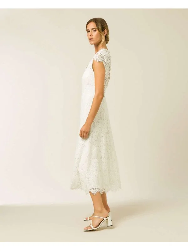 Rochie de seară Ivy & Oak S | Alb, Midi, Bumbac - Image 4
