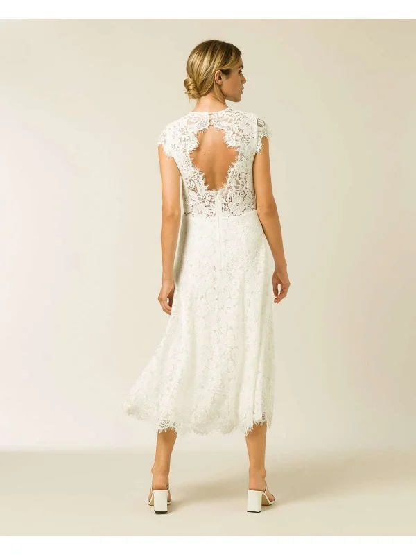 Rochie de seară Ivy & Oak S | Alb, Midi, Bumbac - Image 3