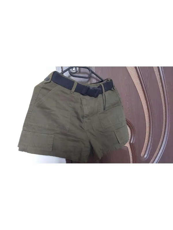 Pantaloni Bershka EU 38 | Khaki, Scurți, Poliester - Image 5