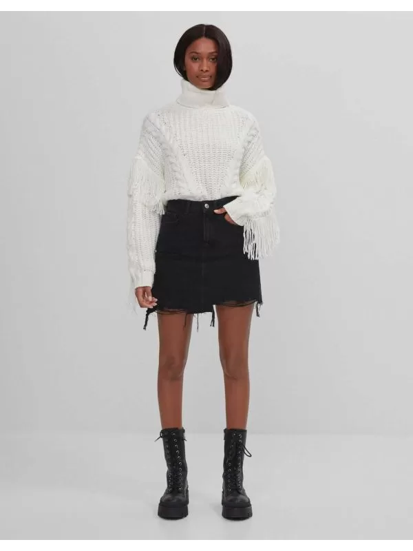 Fustă Bershka EU 36 | Negru, Mini, Denim - Image 4