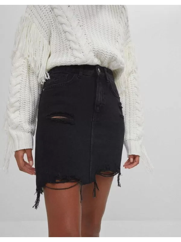 Fustă Bershka EU 36 | Negru, Mini, Denim - Image 2