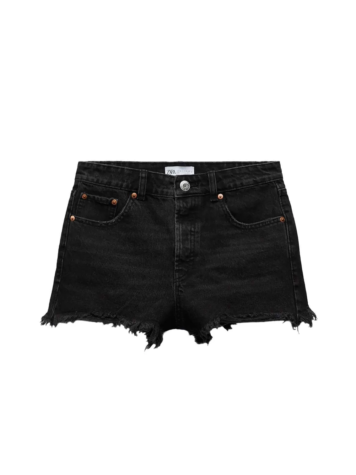 Blugi Zara M | Negru, Scurți, Bumbac