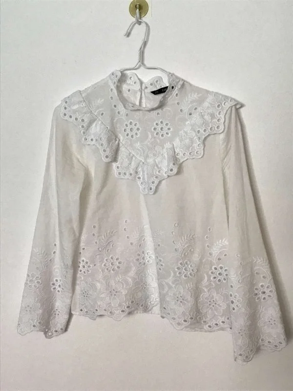 Top Zara M | Alb, Normal, Bumbac - Image 2