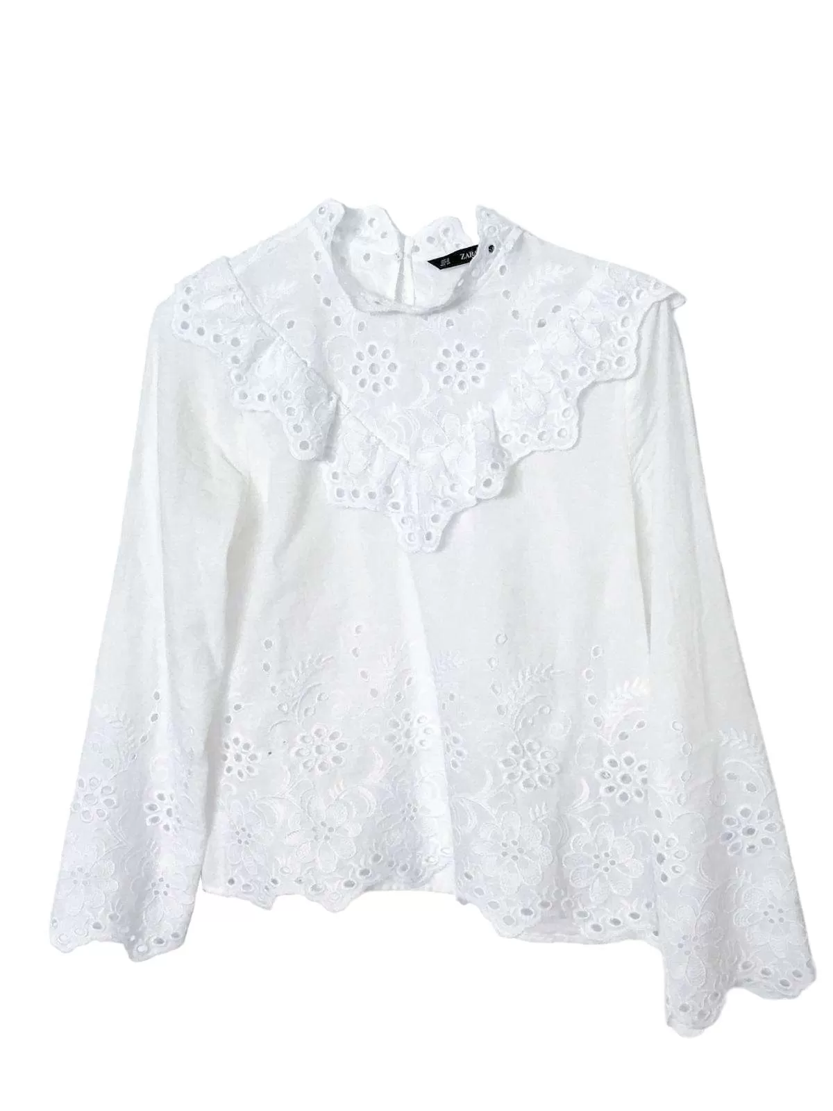 Top Zara M | Alb, Normal, Bumbac