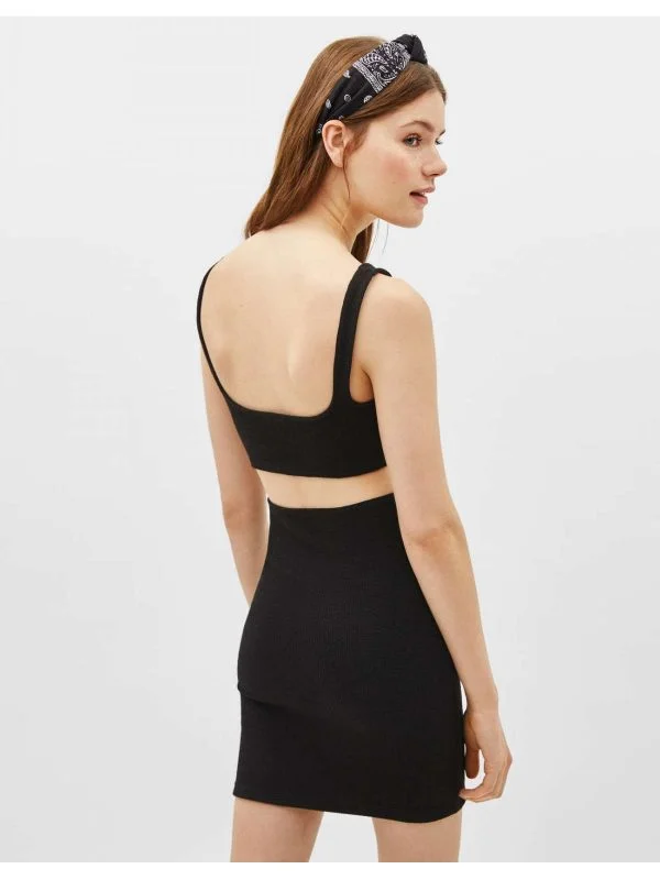 Rochie de seară Bershka S | Negru, Mini, Poliester - Image 2