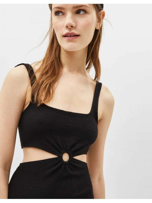 Rochie de seară Bershka S | Negru, Mini, Poliester - Image 3