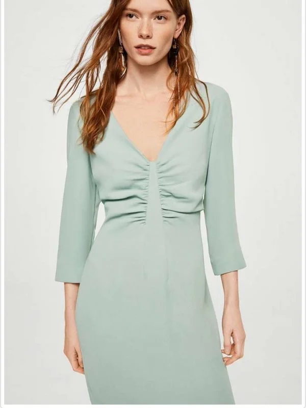 Rochie office Mango M | Verde mentă, Midi, Poliester - Image 2