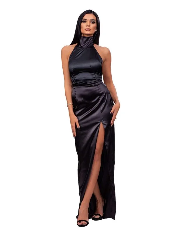 Rochie de seară CAROLINA D XS | Negru, Maxi, Poliester