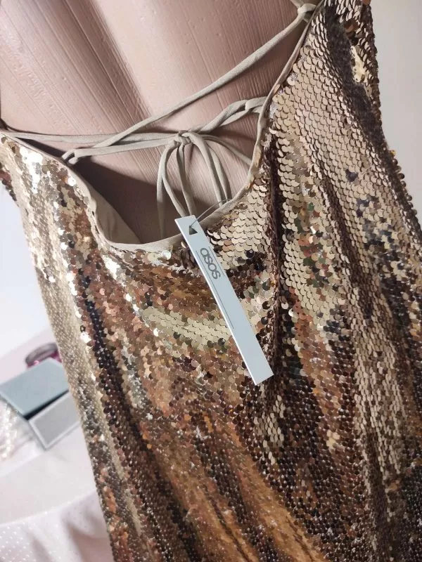 Rochie de seară ASOS S | Auriu, Midi, Poliester - Image 8