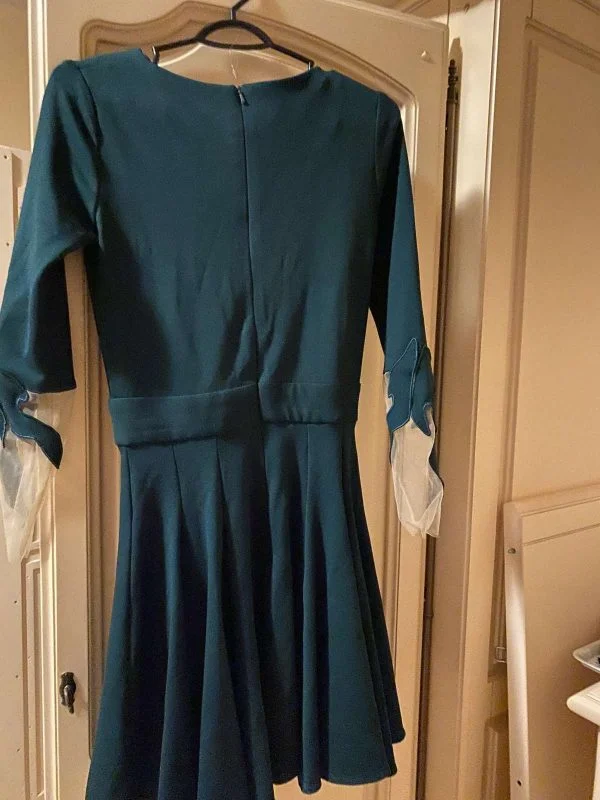 Rochie de seară ALINA CERNĂTESCU M | Verde, Midi, Raion - Image 5