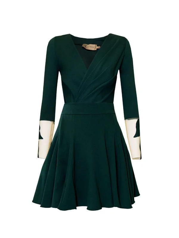 Rochie de seară ALINA CERNĂTESCU M | Verde, Midi, Raion
