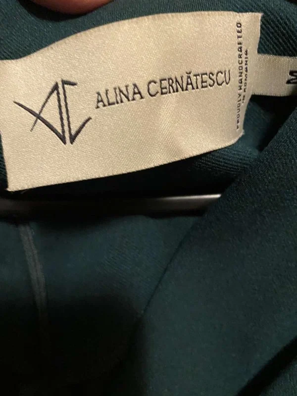 Rochie de seară ALINA CERNĂTESCU M | Verde, Midi, Raion - Image 7
