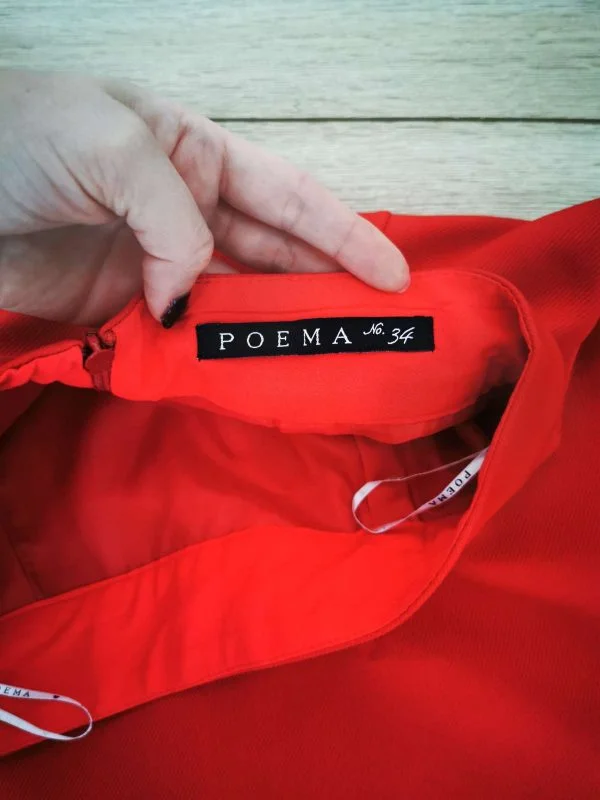 Fustă Poema XS | Roșu, Midi, Poliester - Image 4